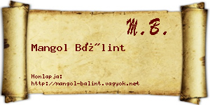 Mangol Bálint névjegykártya